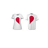 Fantaboy  Heart Shape White Printed Couple T Shirt