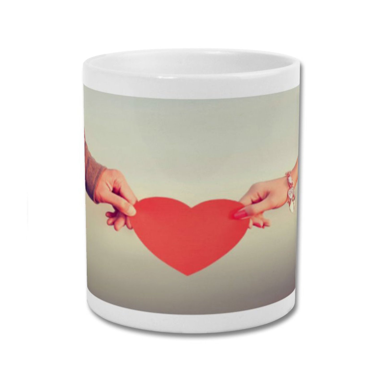 Fantaboy Couple stretching heart Valentine Printed Coffee Mug