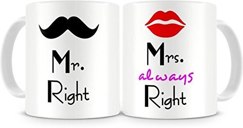 Fantaboy  Mr. & Mrs. Right Couples Ceramic Printed Coffee Mug 