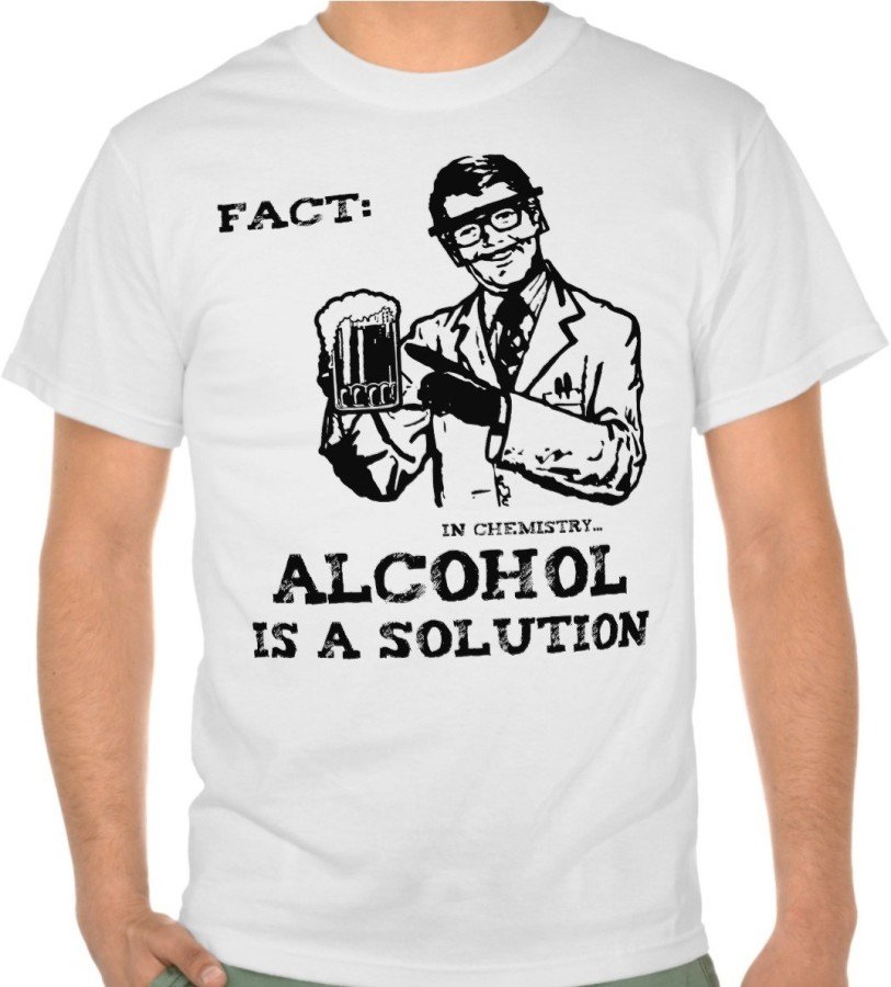 Fantaboy Alcohol is a Solution in Chemistry Retro Funny Printed T-Shirt