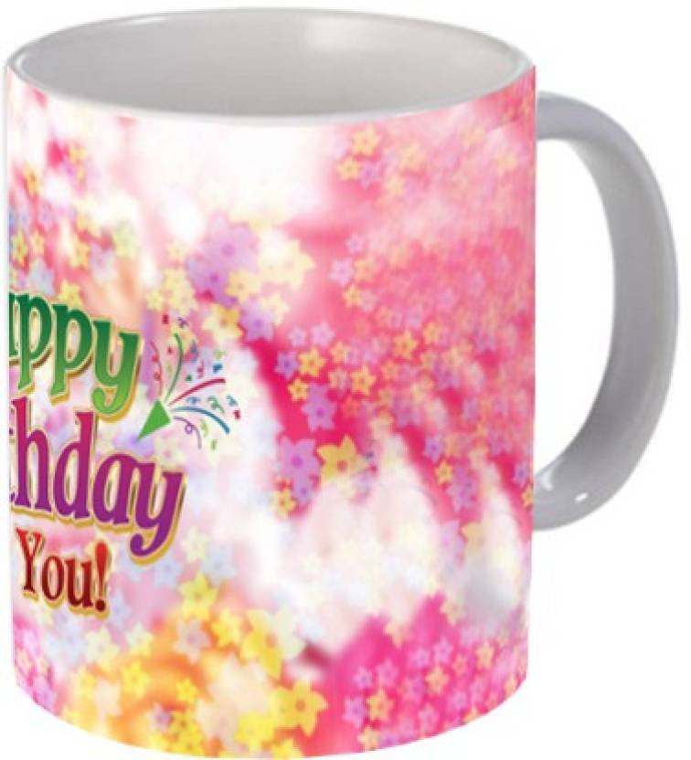 Fantaboy Happy Birthday Floral Print Coffee Mug