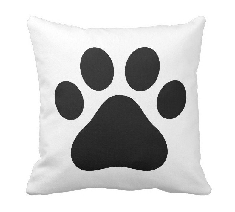 Fantaboy Black and White Dog Paw Print Square Cushion Cover