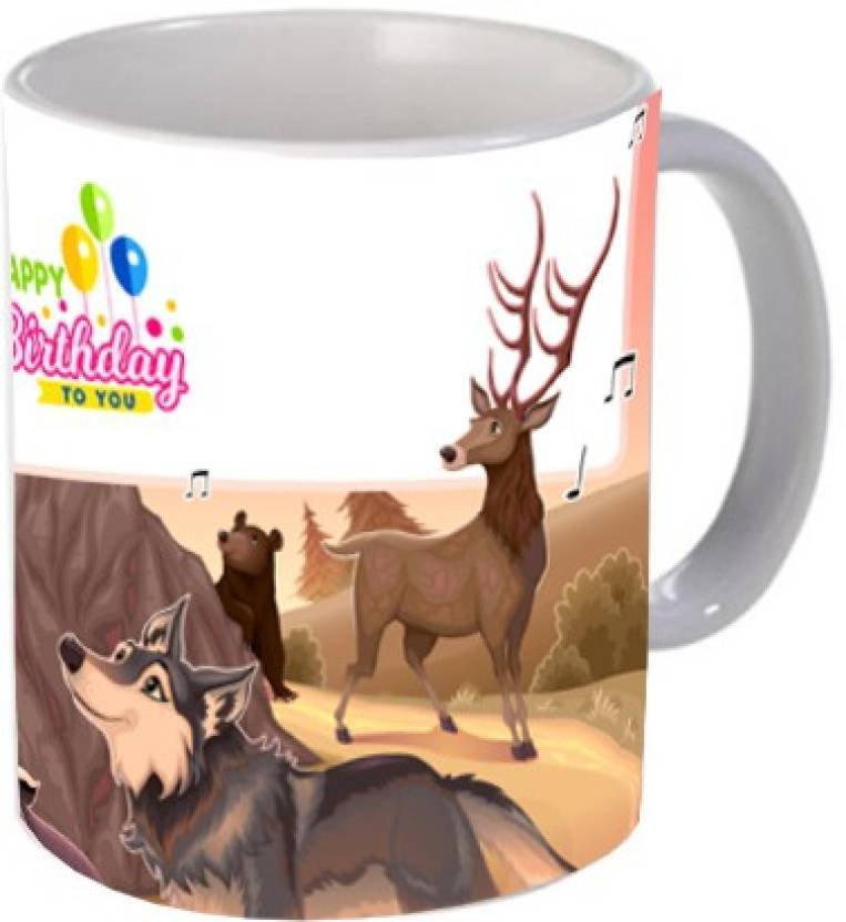 Fantaboy  Happy Birthday Cartoon Animals Printed Coffee Mug