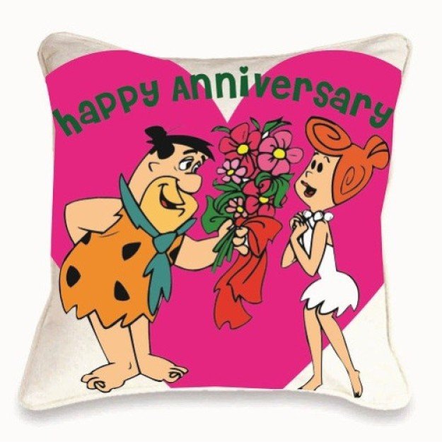 Fantaboy Happy Anniversary Printed Polyester Silk Cushion Cover