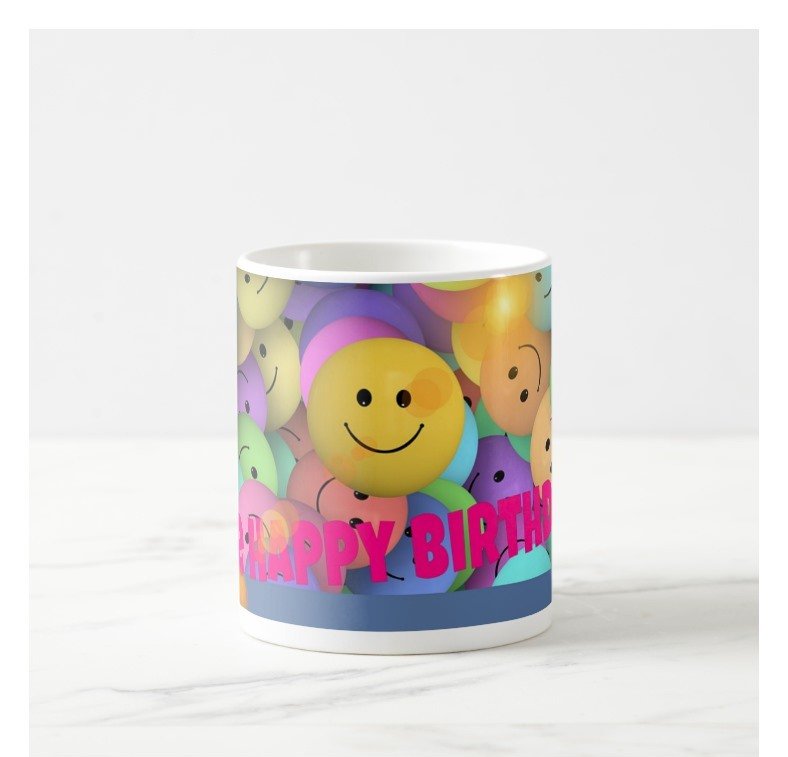 Fantaboy Funny Balloon Smiling Faces Happy Birthday Wishes Coffee Mug 