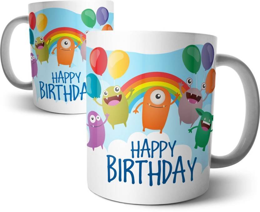 Fantaboy  Happy Birthday With Monsters Smileys Coffee Mug