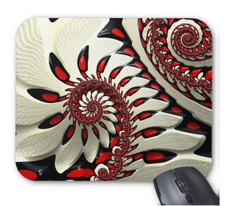 Fantaboy Red Black Spiral Fractal Mouse Pad