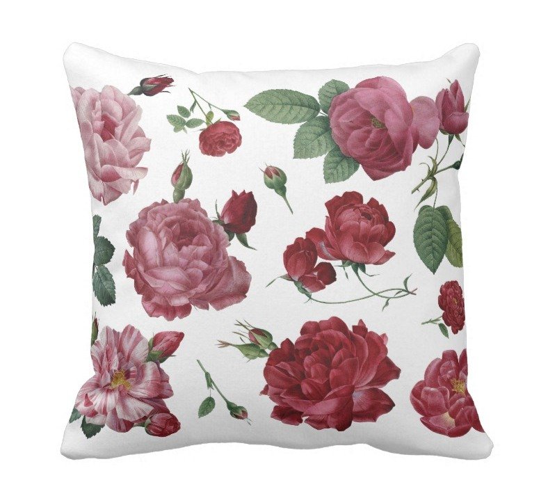 Fantaboy Roses Printed White Cushion Cover