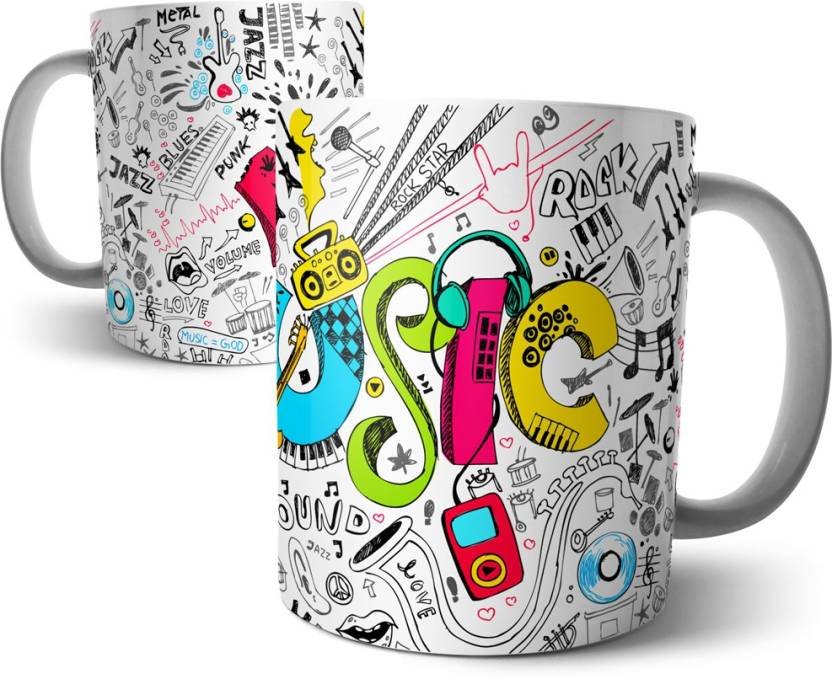 Fantaboy Typographic Music Multi color Printed Coffee Mug